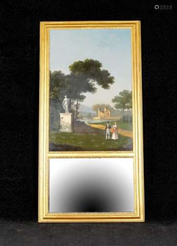 Mirror. The overmantel presents an oil on canvas d…