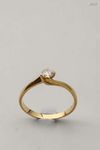Solitaire ring in 18k yellow gold set with a diamo…