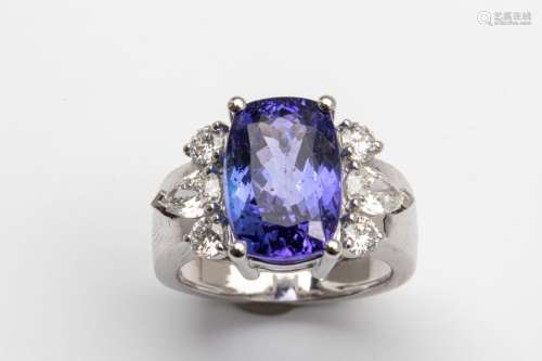 18k white gold ring set with a tanzanite of about …