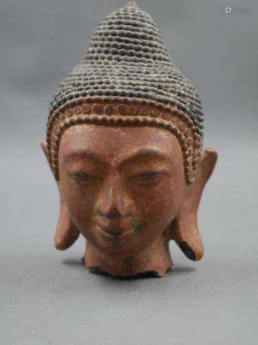 Buddha head in lacquered wood, Thailand, 18th cent…