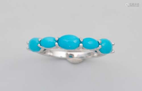 Ring in 18k white gold surmounted by 5 turquoise c…