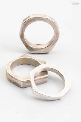 GUCCI. Three 925mm silver rings model \