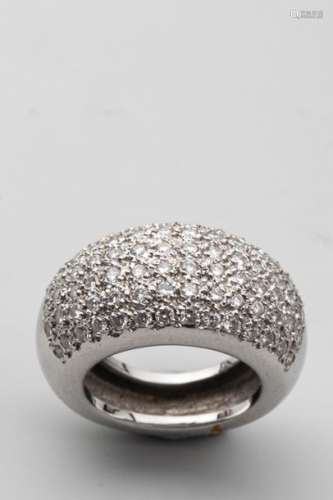 Ball ring in 18k white gold partly set with a pave…