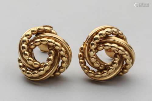 Pair of earrings balls in 18k yellow gold stylizin…