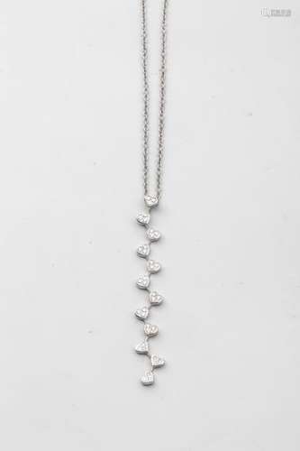 Necklace in 18k white gold with jaseron links, dec…