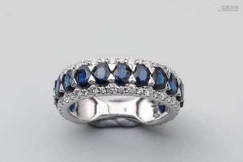 Ring in 18k white gold paved with sapphires for ab…