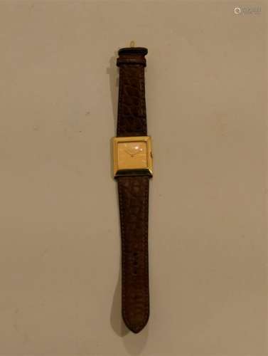 PATEK PHILIPPE. 18k yellow gold wristwatch, rectan…