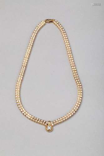 Drapery necklace in 18k yellow gold paved with two…