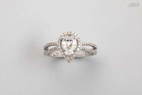 18k white gold ring diamond paved biphid ring surm…