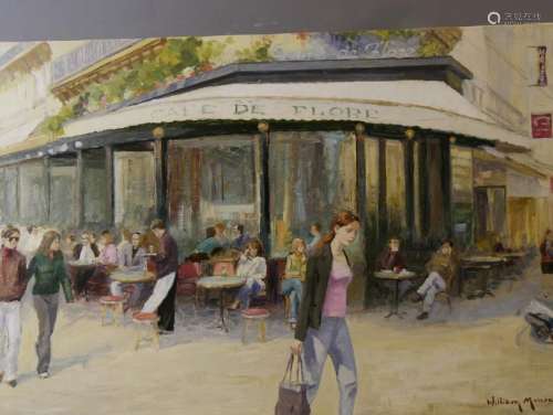 William MERCIER (XXth), Le café de Flore, Oil on c…