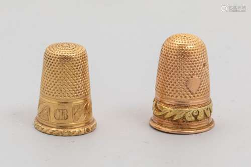 Embroidery thimble in 18k yellow gold and pink gol…