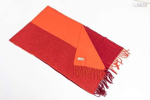 HERMES France Garnet and orange cashmere scarf, 16…