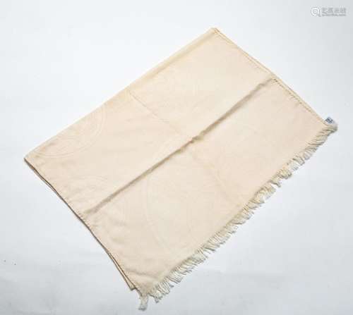 HERMES Large off white fringed cashmere and silk s…