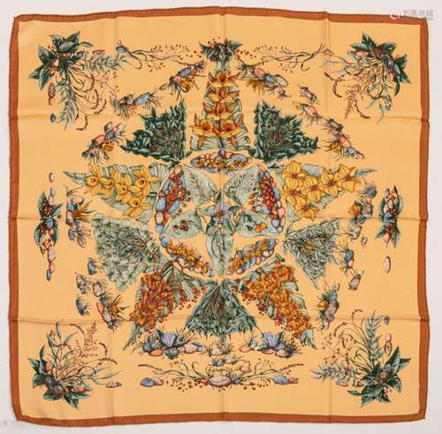 HERMES Paris made in France. Silk square printed a…