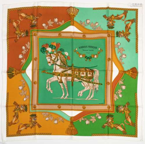 HERMES Paris made in France. Silk square printed a…