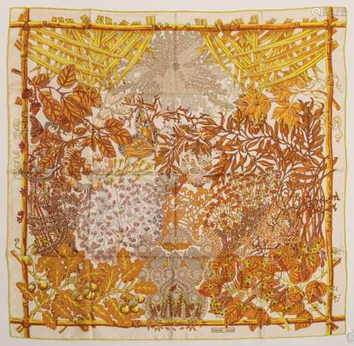 HERMES Paris made in France. Printed silk square t…