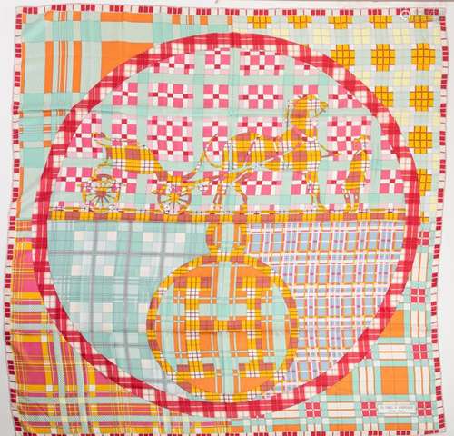 HERMES Paris made in France. Silk square printed \