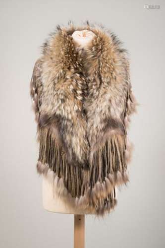 Fox stole with leather fringes.