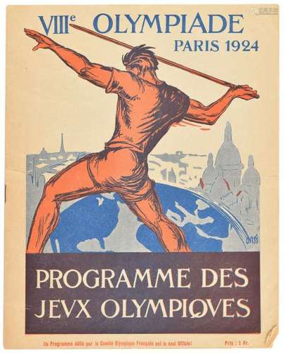 Paris 1924 Summer Olympics Opening Ceremony Program