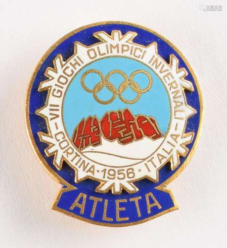 Cortina 1956 Winter Olympics Participant Badge