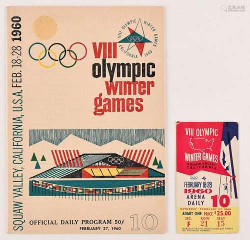 Squaw Valley 1960 Winter Olympics Ticket and Program