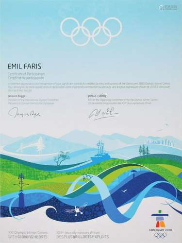 Vancouver 2010 Winter Olympics Participation Diploma