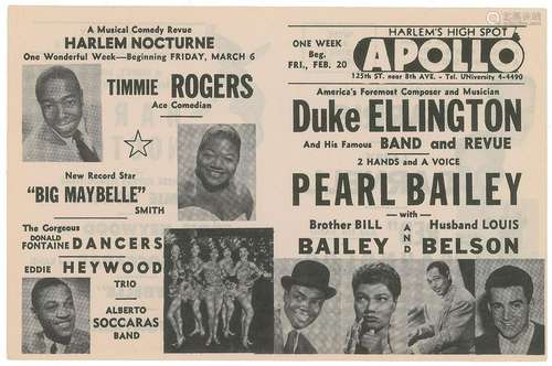 Duke Ellington 1953 Apollo Theatre Handbill