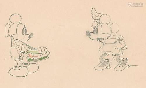 Mickey and Minnie Mouse production drawing from Puppy