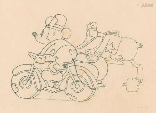 Mickey Mouse and Donald Duck production drawing from