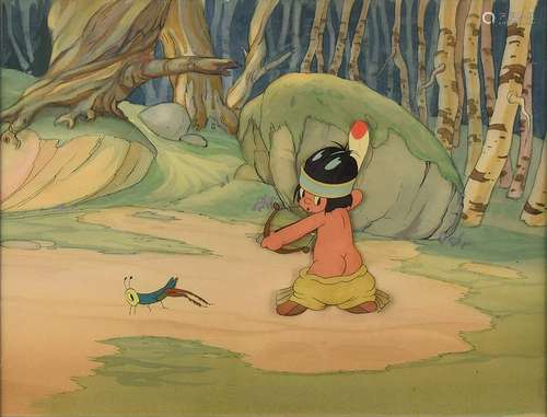 Little Hiawatha and grasshopper production cels from