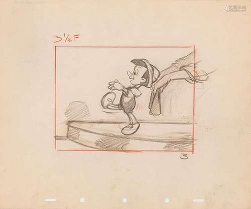 Pinocchio production storyboard drawing from Pinocchio