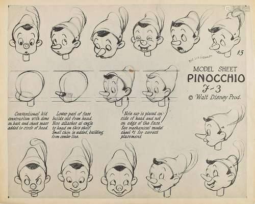 Pinocchio model sheet from Pinocchio