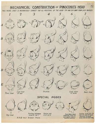 Pinocchio model sheet from Pinocchio