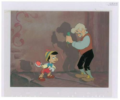 Pinocchio and Geppetto production cel from Pinocchio