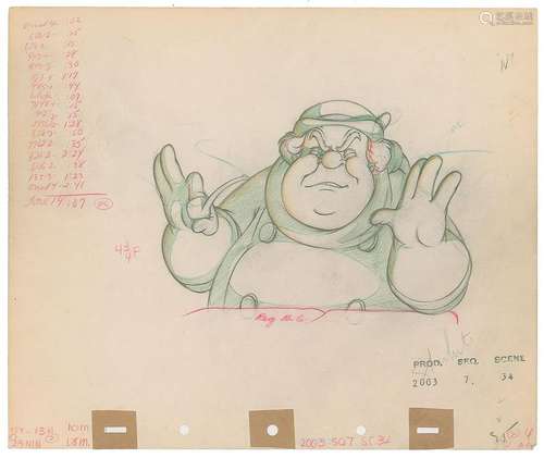 The Coachman production drawing from Pinocchio