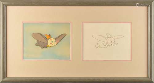 Dumbo and Timothy Q. Mouse production cel and