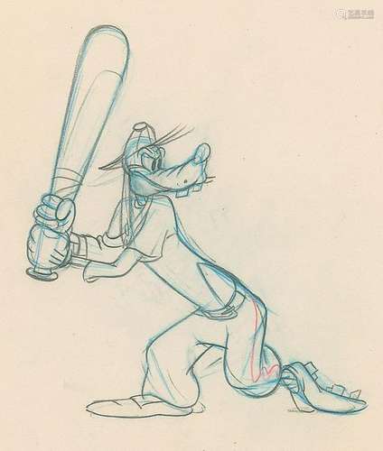 Goofy production drawing from How to Play Baseball