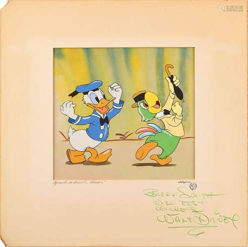 Donald Duck and José Carioca production cel from