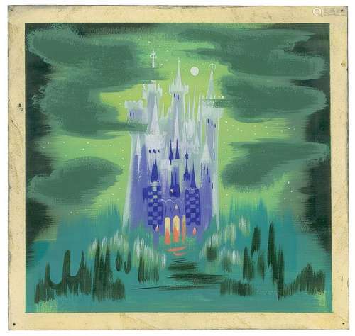 Mary Blair concept painting of Cinderella's castle from