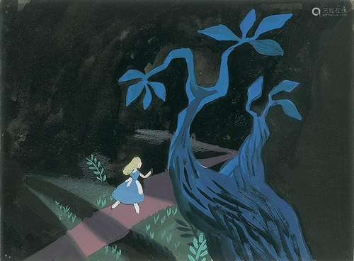 Mary Blair concept painting of Alice from Alice in