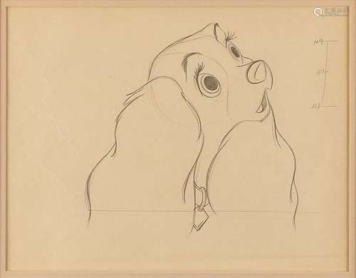 Lady production drawing from Lady and the Tramp