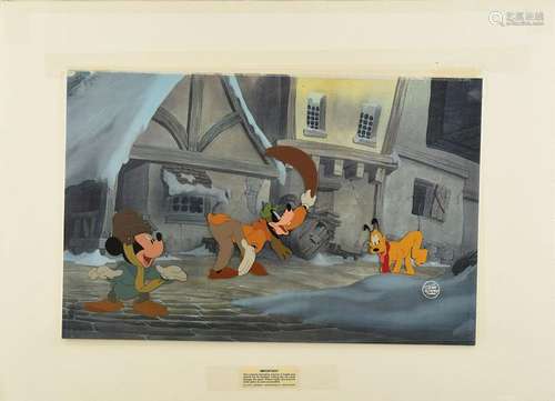 Mickey, Goofy, and Pluto production cels from The