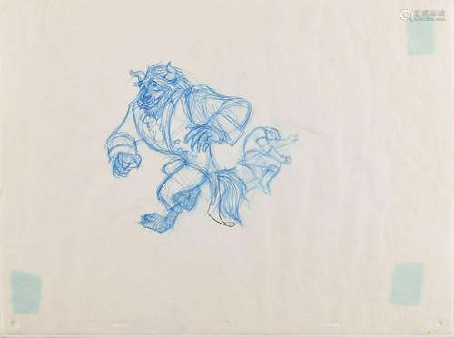 The Beast and Gaston pre-production artwork from Beauty