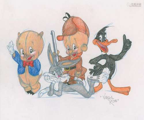 Bugs Bunny, Porky Pig, Elmer Fudd, and Daffy Duck