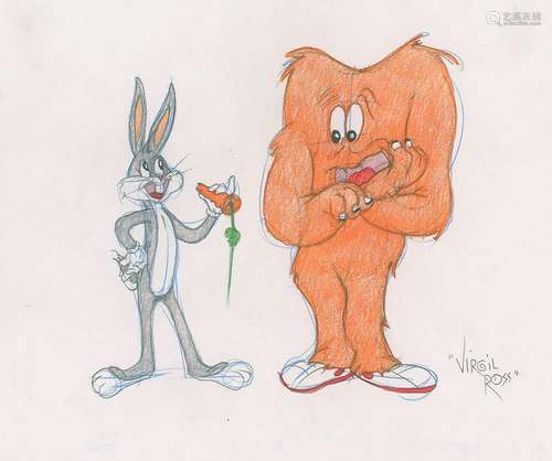 Bugs Bunny and Gossamer drawing by Virgil Ross