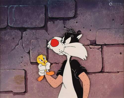 Sylvester and Tweety production cel from The Sylvester