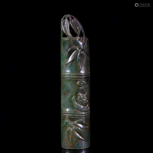 A Carved Jadeite Decoration of Bamboo Shape