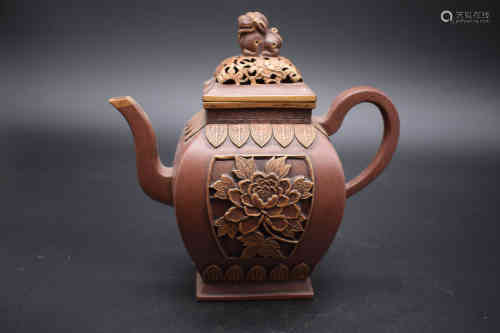 A Yixing Clay Squared Teapot