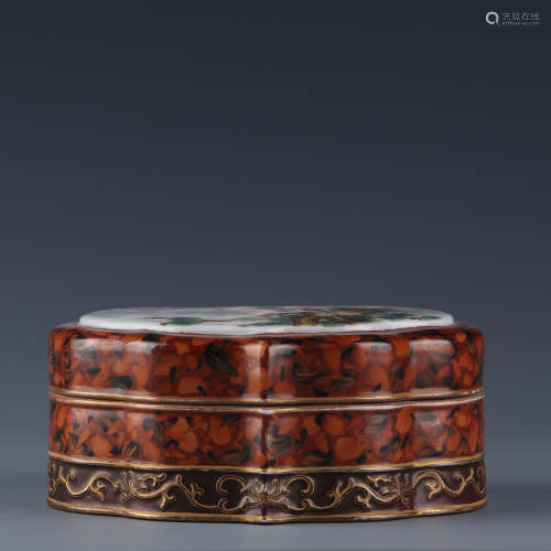 A Chinese Glazed Famille Rose Box with Cover