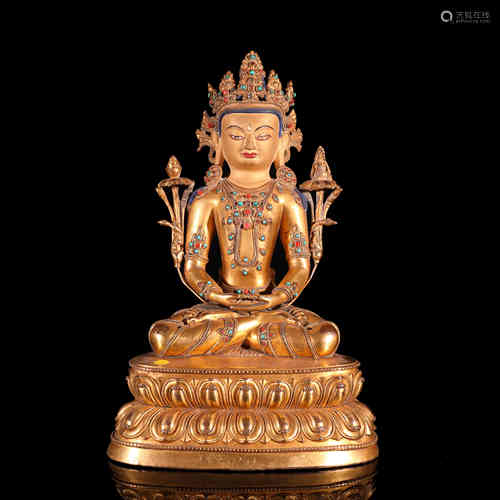 A Chinese Gilt Bronze Longevity Buddha